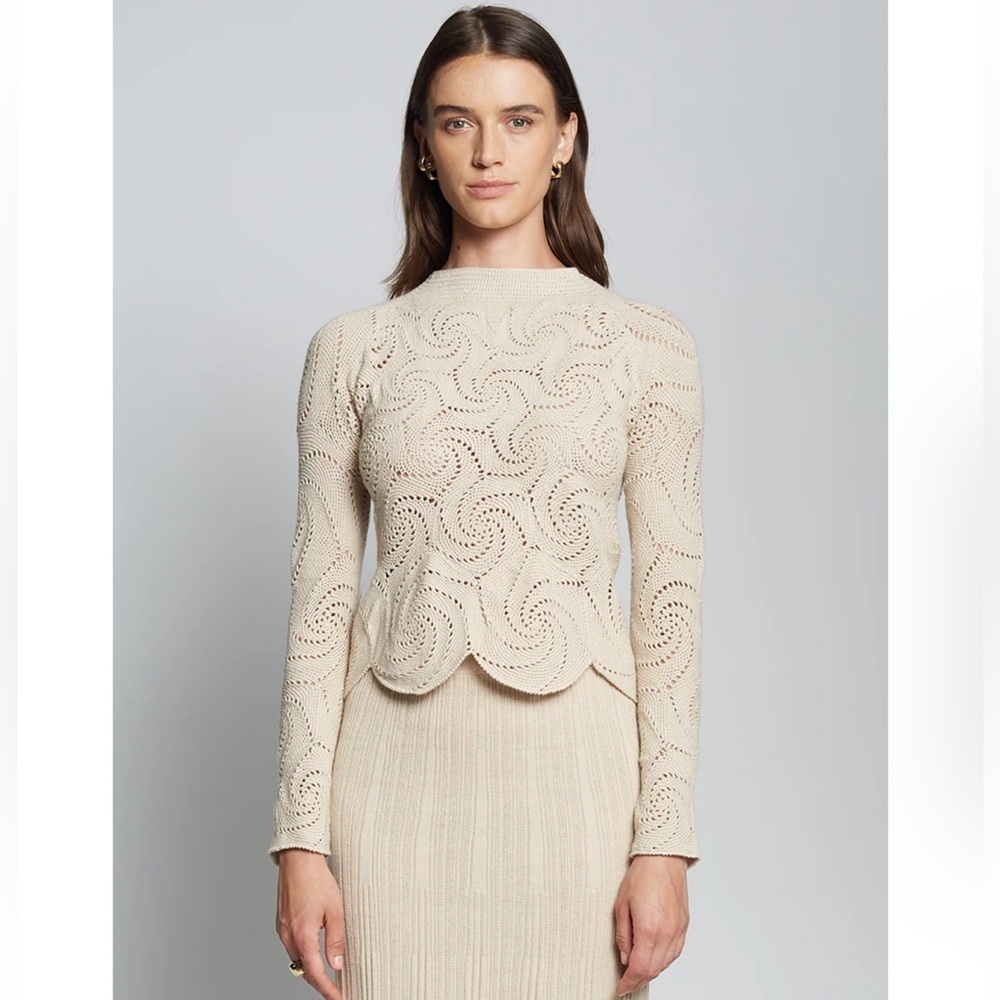 Eleven Six Dahlia Crochet Top Long Sleeve Size M